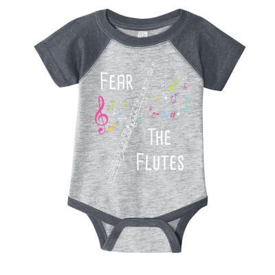 Fear The Flutes Flute Player Flutist Marching Band Music Infant Baby Jersey Bodysuit