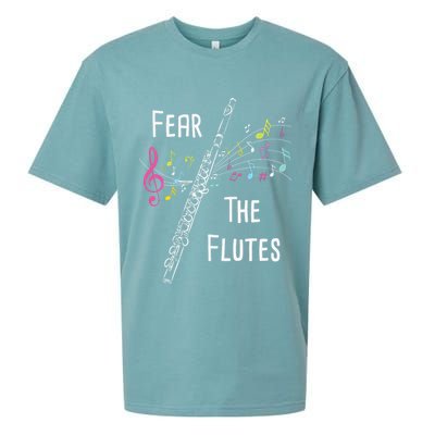Fear The Flutes Flute Player Flutist Marching Band Music Sueded Cloud Jersey T-Shirt