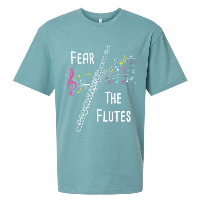 Fear The Flutes Flute Player Flutist Marching Band Music Sueded Cloud Jersey T-Shirt