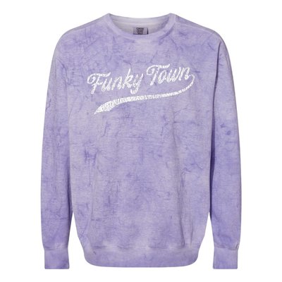 FUNKY TOWN Fort Worth TX Baseball Style Design With Details Colorblast Crewneck Sweatshirt