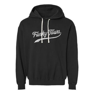 FUNKY TOWN Fort Worth TX Baseball Style Design With Details Garment-Dyed Fleece Hoodie