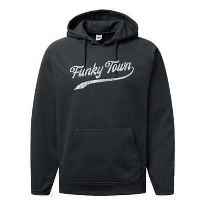 FUNKY TOWN Fort Worth TX Baseball Style Design With Details Performance Fleece Hoodie