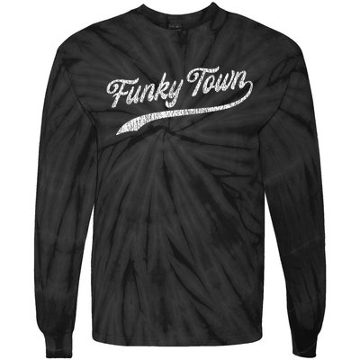 FUNKY TOWN Fort Worth TX Baseball Style Design With Details Tie-Dye Long Sleeve Shirt