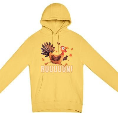 Funny Turkey Fun Run Thanksgiving Footrace Trot Funny Gift Premium Pullover Hoodie