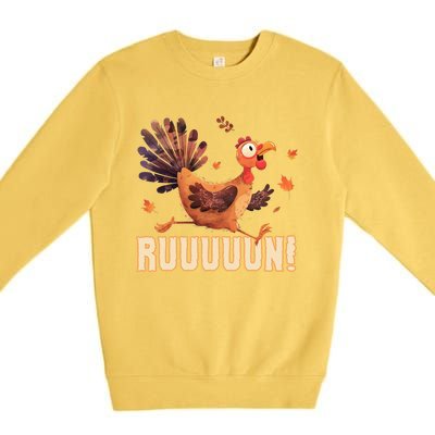 Funny Turkey Fun Run Thanksgiving Footrace Trot Funny Gift Premium Crewneck Sweatshirt