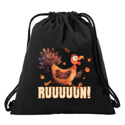 Funny Turkey Fun Run Thanksgiving Footrace Trot Funny Gift Drawstring Bag