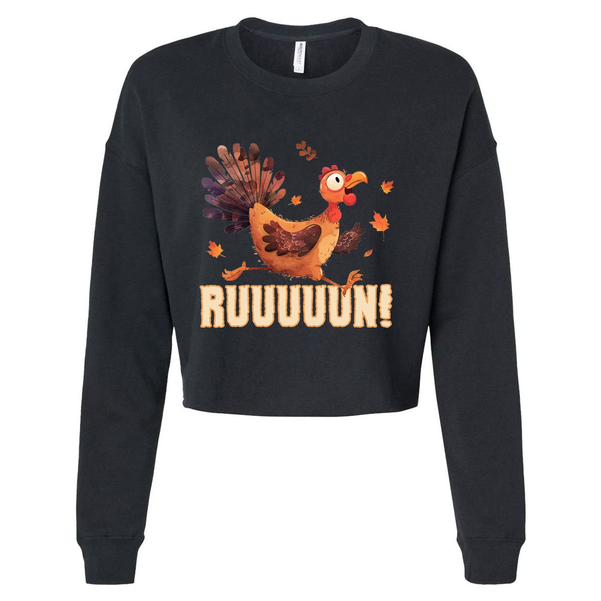 Funny Turkey Fun Run Thanksgiving Footrace Trot Funny Gift Cropped Pullover Crew