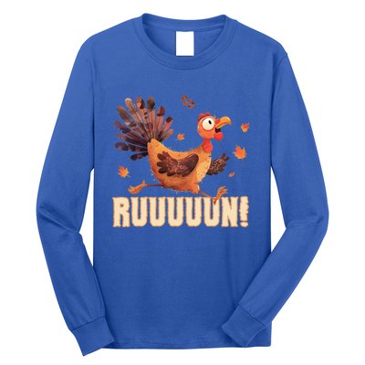 Funny Turkey Fun Run Thanksgiving Footrace Trot Funny Gift Long Sleeve Shirt