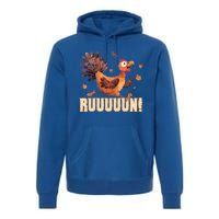 Funny Turkey Fun Run Thanksgiving Footrace Trot Funny Gift Premium Hoodie