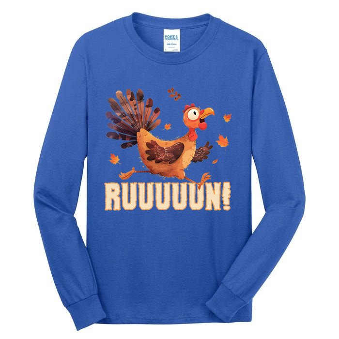 Funny Turkey Fun Run Thanksgiving Footrace Trot Funny Gift Tall Long Sleeve T-Shirt