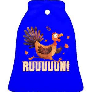 Funny Turkey Fun Run Thanksgiving Footrace Trot Funny Gift Ceramic Bell Ornament