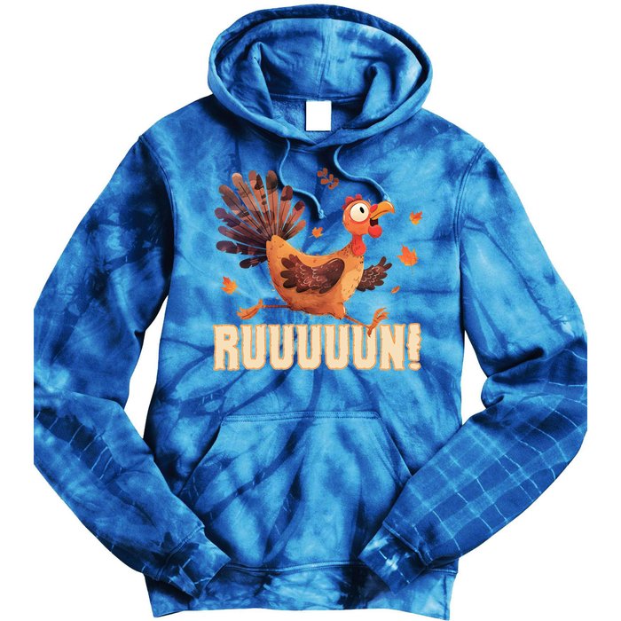 Funny Turkey Fun Run Thanksgiving Footrace Trot Funny Gift Tie Dye Hoodie