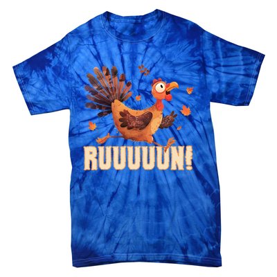 Funny Turkey Fun Run Thanksgiving Footrace Trot Funny Gift Tie-Dye T-Shirt