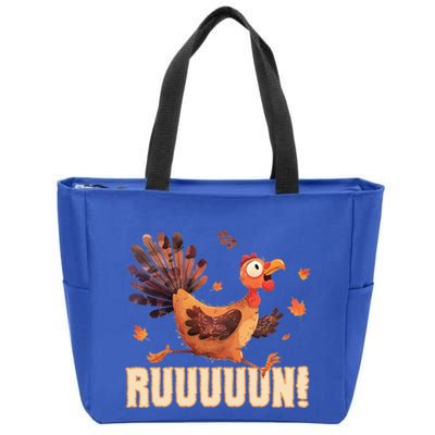 Funny Turkey Fun Run Thanksgiving Footrace Trot Funny Gift Zip Tote Bag