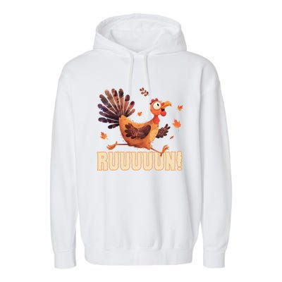 Funny Turkey Fun Run Thanksgiving Footrace Trot Funny Gift Garment-Dyed Fleece Hoodie