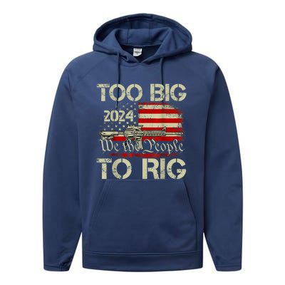 Funny Trump Funny Too Big To Rig Performance Fleece Hoodie