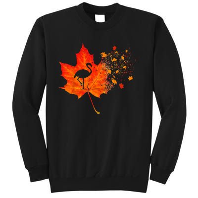 Flamingo Thanksgiving Fall Leaves Costume Autumn Vibes Sweatshirt