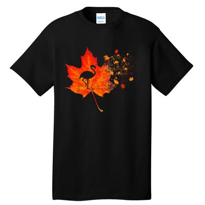 Flamingo Thanksgiving Fall Leaves Costume Autumn Vibes Tall T-Shirt