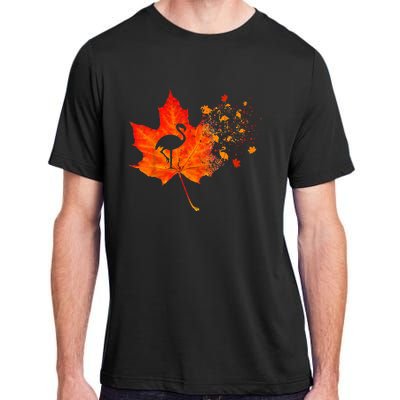 Flamingo Thanksgiving Fall Leaves Costume Autumn Vibes Adult ChromaSoft Performance T-Shirt