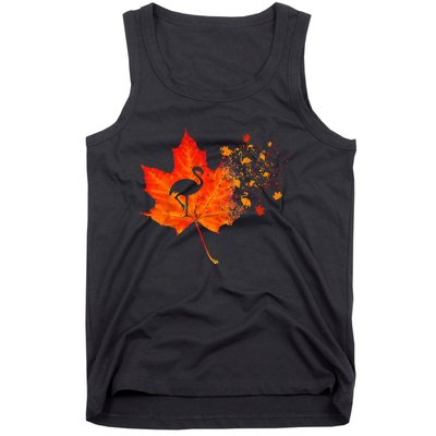 Flamingo Thanksgiving Fall Leaves Costume Autumn Vibes Tank Top