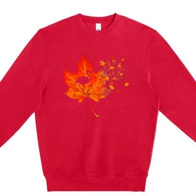 Flamingo Thanksgiving Fall Leaves Costume Autumn Vibes Premium Crewneck Sweatshirt