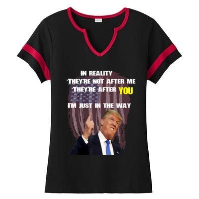 Free Trump, Free Donald Trump 2024 Ladies Halftime Notch Neck Tee