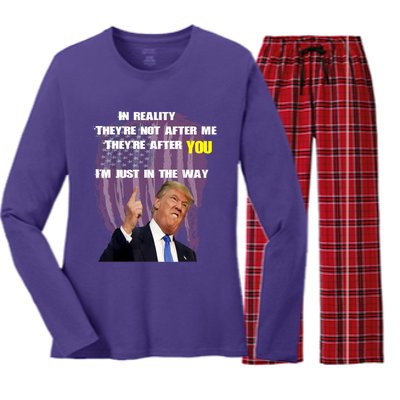 Free Trump, Free Donald Trump 2024 Women's Long Sleeve Flannel Pajama Set 