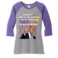 Free Trump, Free Donald Trump 2024 Women's Tri-Blend 3/4-Sleeve Raglan Shirt