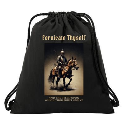 Fornicate Thyself Funny Medieval LARP Role Playing RPG Drawstring Bag