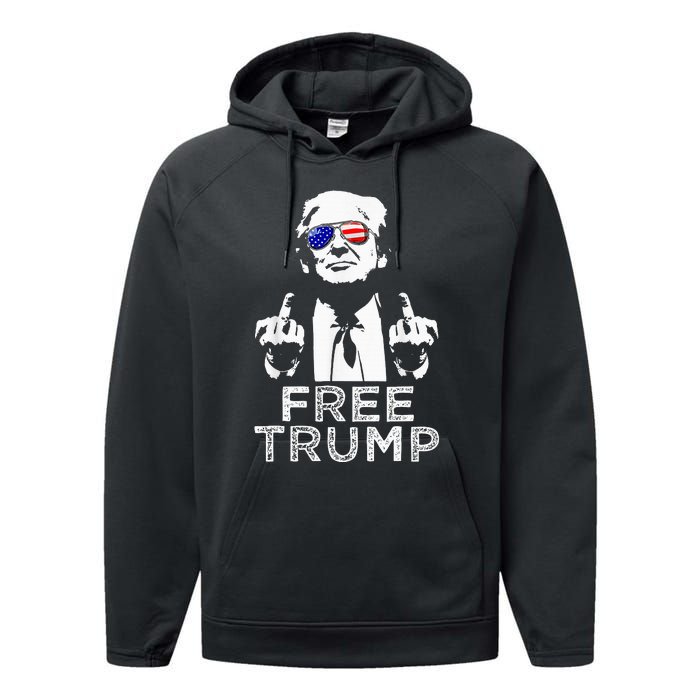 Free Trump Free Donald Trump 2024 Performance Fleece Hoodie