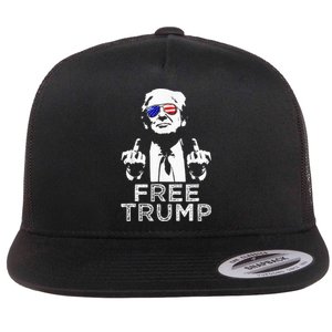 Free Trump Free Donald Trump 2024 Flat Bill Trucker Hat