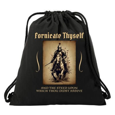 Fornicate Thyself Funny Medieval LARP Role Playing RPG Drawstring Bag