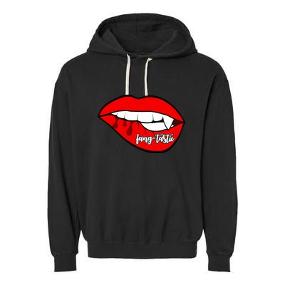 Fang Tastic Funny Vampire Lips Garment-Dyed Fleece Hoodie