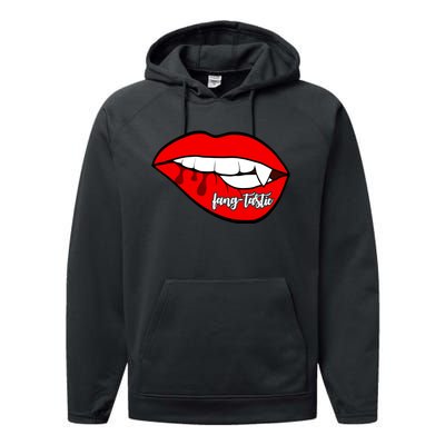 Fang Tastic Funny Vampire Lips Performance Fleece Hoodie