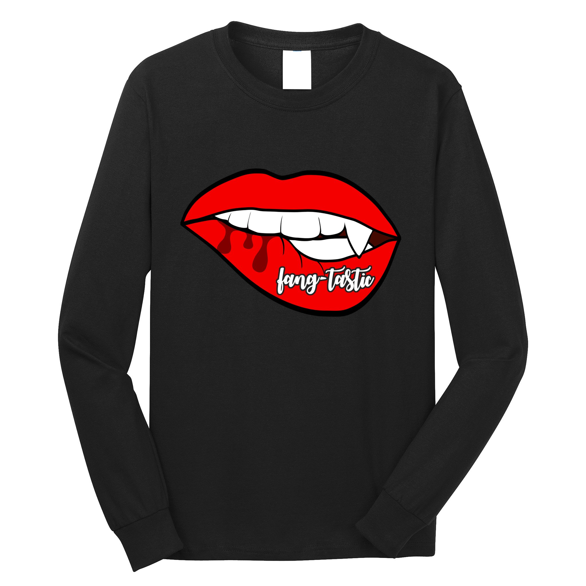 Fang Tastic Funny Vampire Lips Long Sleeve Shirt
