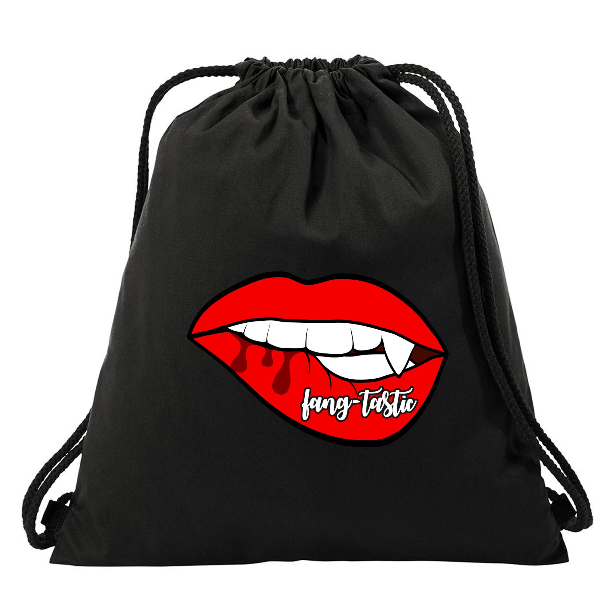 Fang Tastic Funny Vampire Lips Drawstring Bag