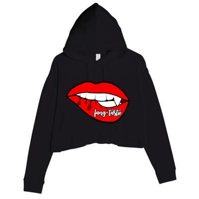Fang Tastic Funny Vampire Lips Crop Fleece Hoodie