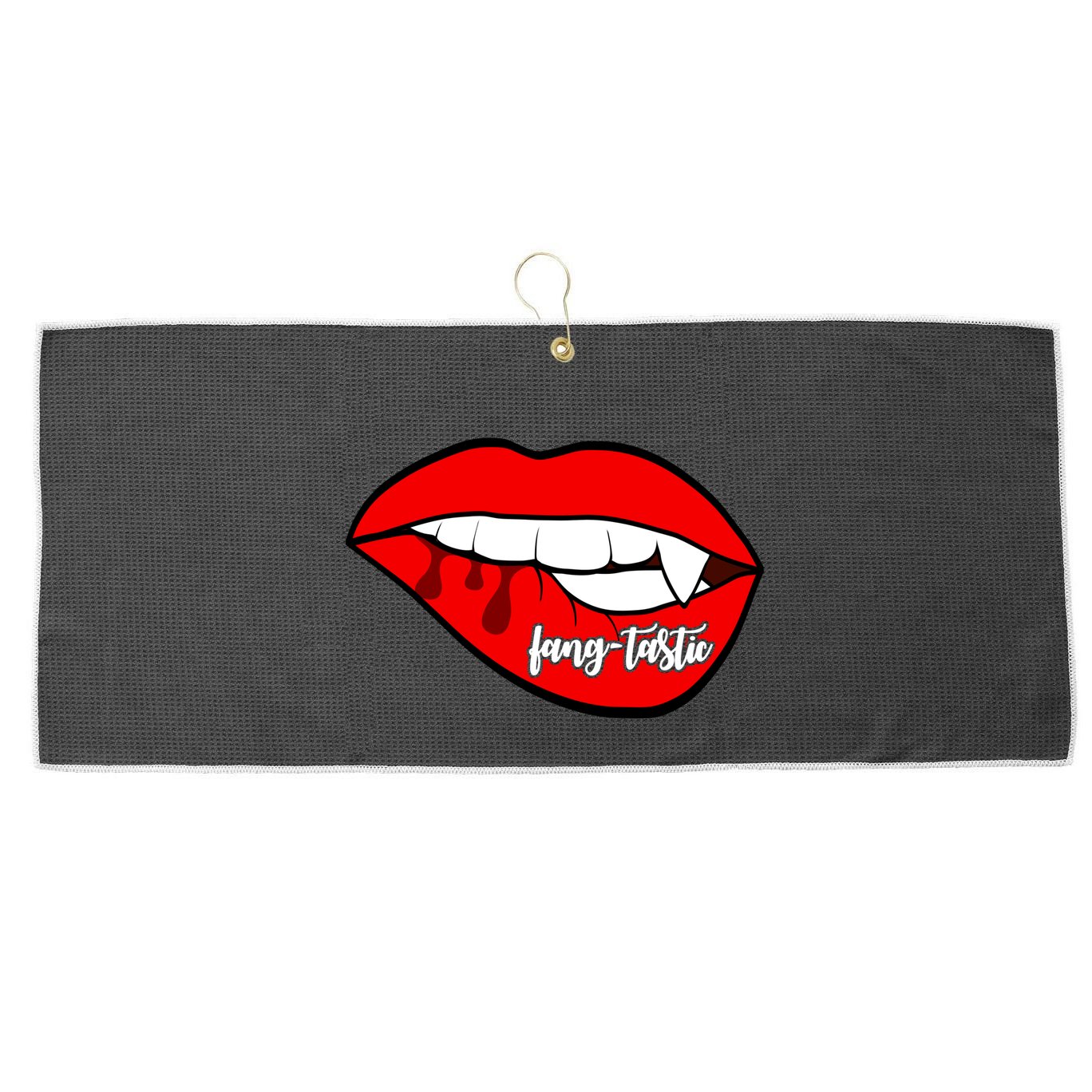 Fang Tastic Funny Vampire Lips Large Microfiber Waffle Golf Towel