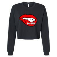 Fang Tastic Funny Vampire Lips Cropped Pullover Crew