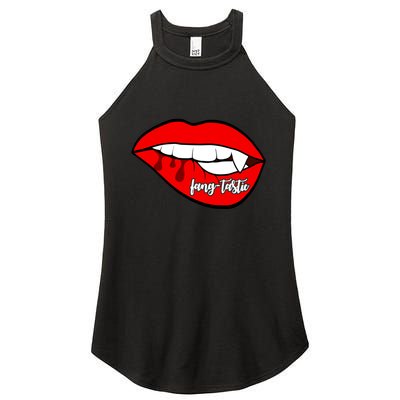Fang Tastic Funny Vampire Lips Women's Perfect Tri Rocker Tank