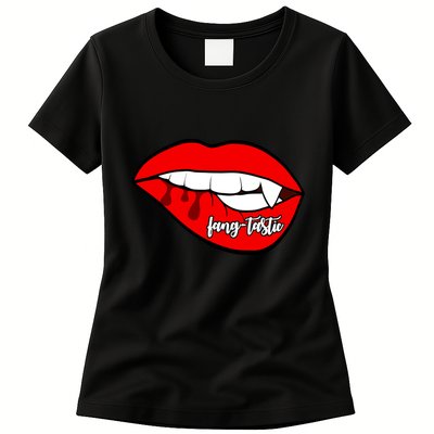 Fang Tastic Funny Vampire Lips Womens T-Shirt