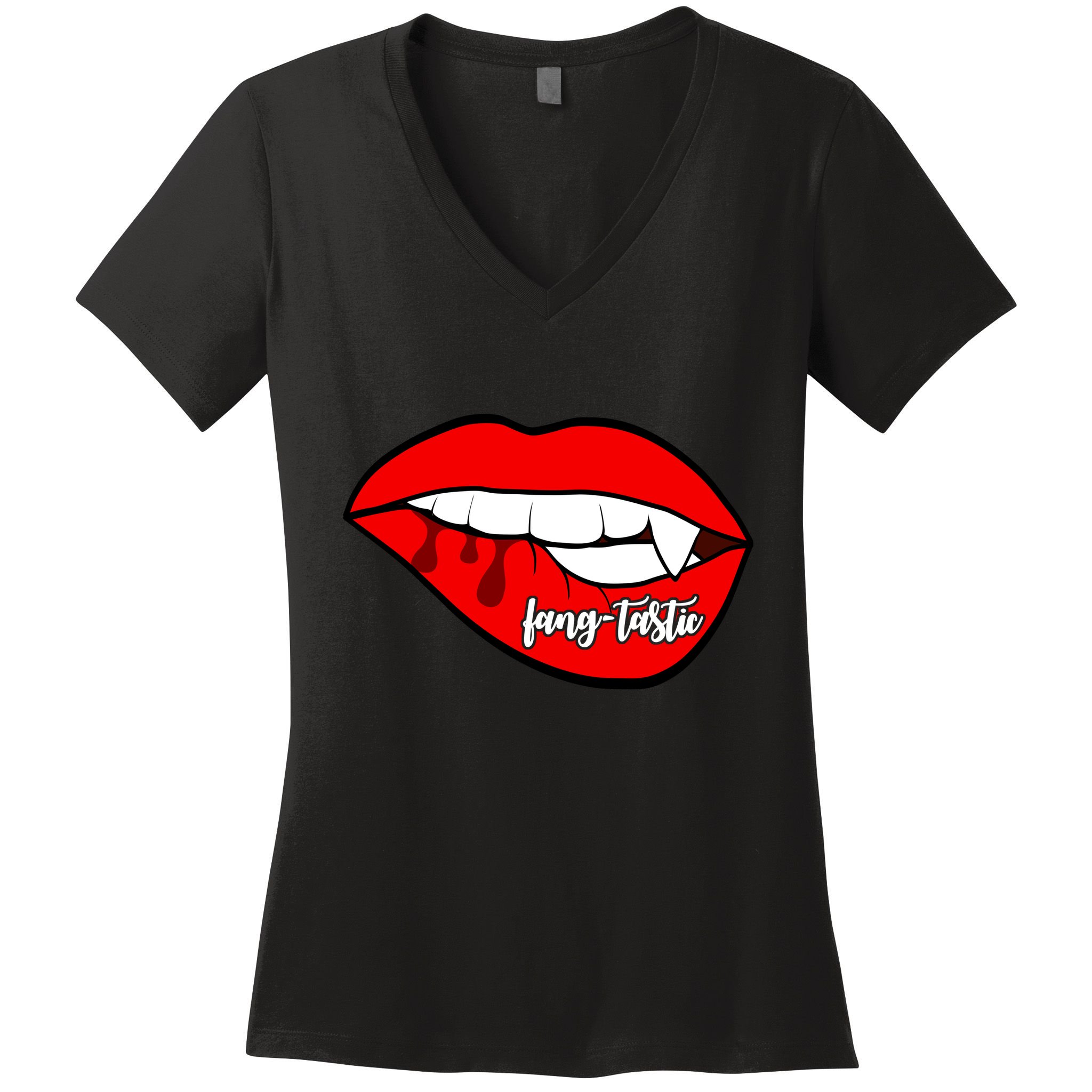 Fang Tastic Funny Vampire Lips Women's V-Neck T-Shirt