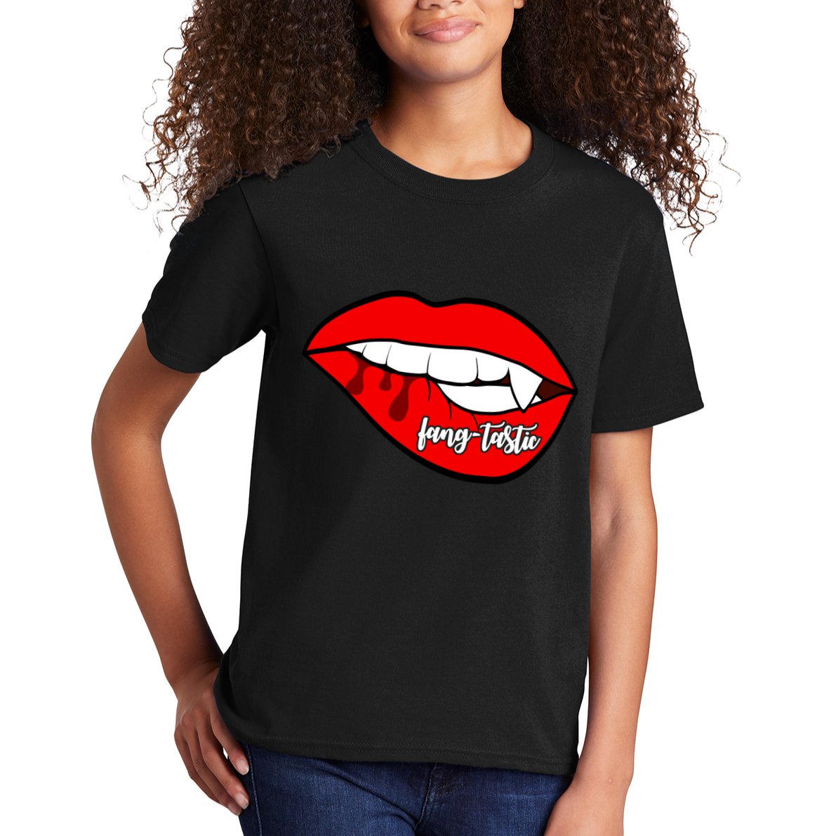 Fang Tastic Funny Vampire Lips Kids T-Shirt