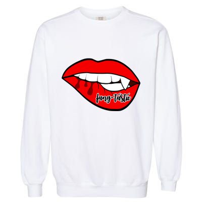 Fang Tastic Funny Vampire Lips Garment-Dyed Sweatshirt