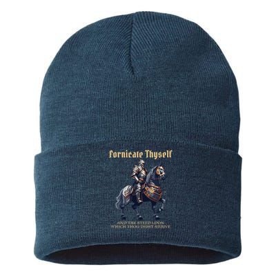 Fornicate Thyself Funny Medieval LARP Role Playing RPG Sustainable Knit Beanie