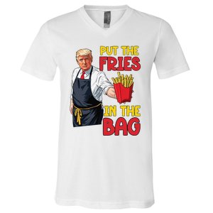 Funny Trump Fast Food Put The Fries In The Bag 2024 V-Neck T-Shirt