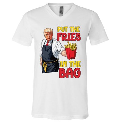 Funny Trump Fast Food Put The Fries In The Bag 2024 V-Neck T-Shirt