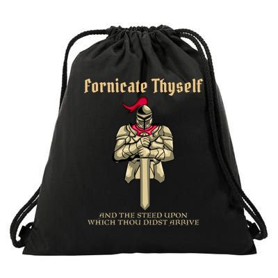 Fornicate Thyself Funny Medieval LARP Role Playing RPG Drawstring Bag