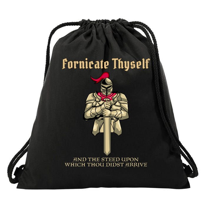 Fornicate Thyself Funny Medieval LARP Role Playing RPG Drawstring Bag