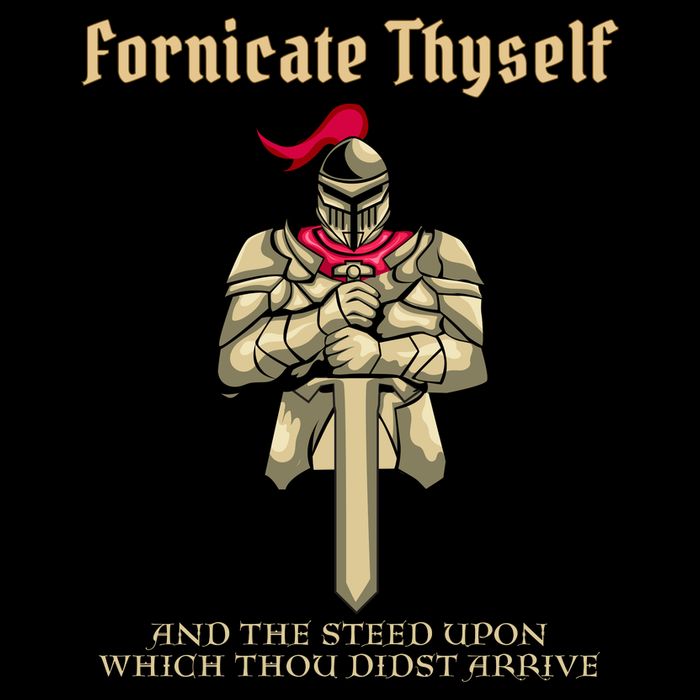 Fornicate Thyself Funny Medieval LARP Role Playing RPG Drawstring Bag